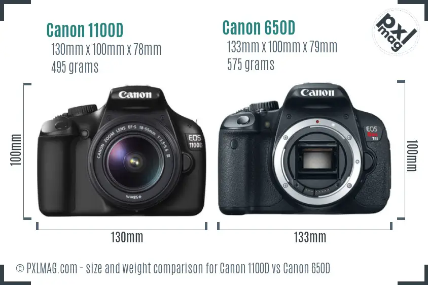 Canon 1100D vs Canon 650D size comparison