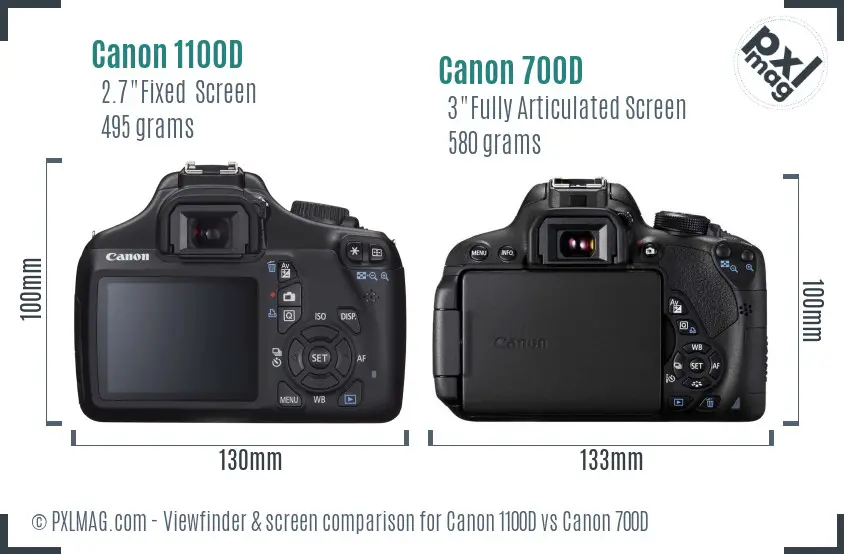 Canon 1100D vs Canon 700D Screen and Viewfinder comparison
