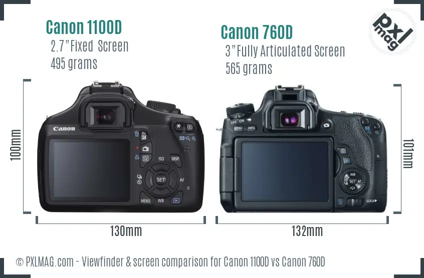 Canon 1100D vs Canon 760D Screen and Viewfinder comparison