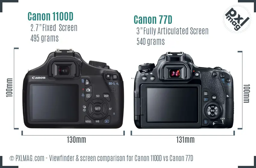 Canon 1100D vs Canon 77D Screen and Viewfinder comparison