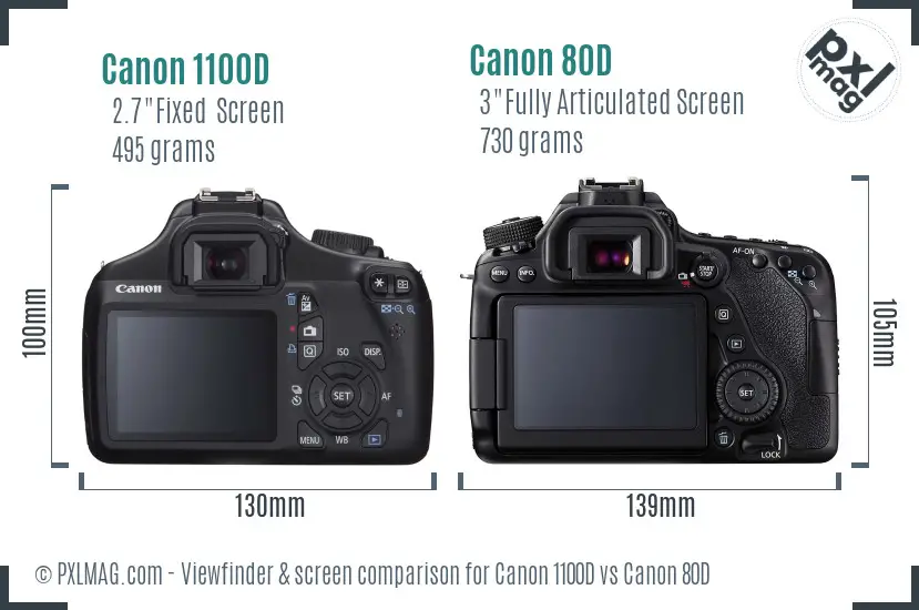 Canon 1100D vs Canon 80D Screen and Viewfinder comparison