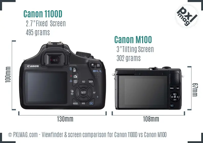 Canon 1100D vs Canon M100 Screen and Viewfinder comparison