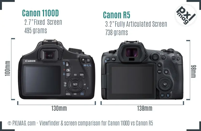 Canon 1100D vs Canon R5 Screen and Viewfinder comparison Canon 1100D vs Canon R5 Screen and Viewfinder comparison