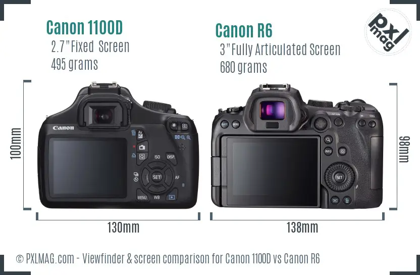 Canon 1100D vs Canon R6 Screen and Viewfinder comparison