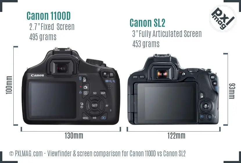 Canon 1100D vs Canon SL2 Screen and Viewfinder comparison