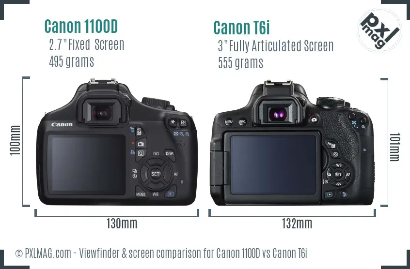 Canon 1100D vs Canon T6i Screen and Viewfinder comparison