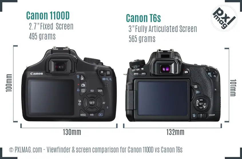Canon 1100D vs Canon T6s Screen and Viewfinder comparison