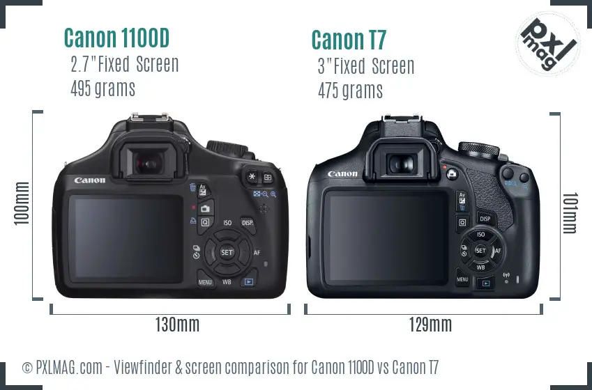Canon 1100D vs Canon T7 Screen and Viewfinder comparison