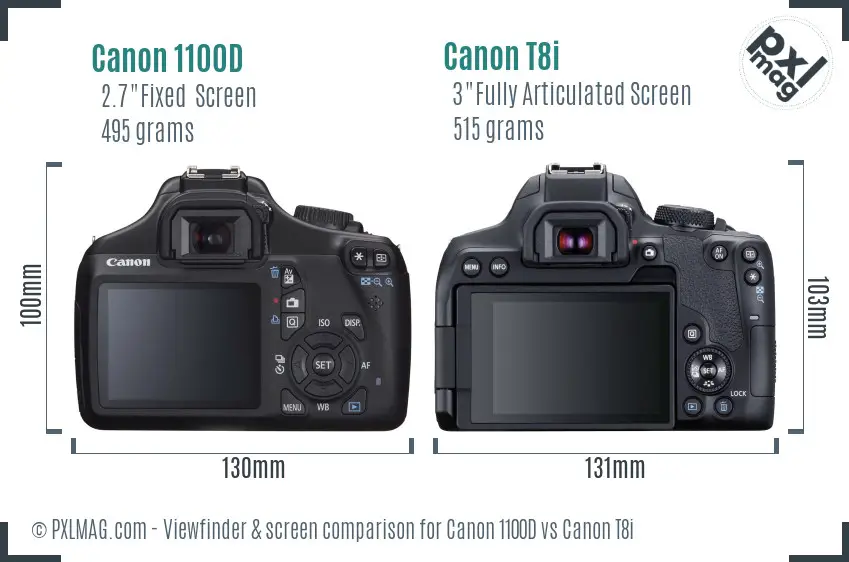 Canon 1100D vs Canon T8i Screen and Viewfinder comparison