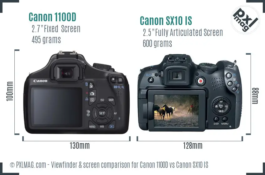 Canon 1100D vs Canon SX10 IS Screen and Viewfinder comparison Canon 1100D vs Canon SX10 IS Screen and Viewfinder comparison