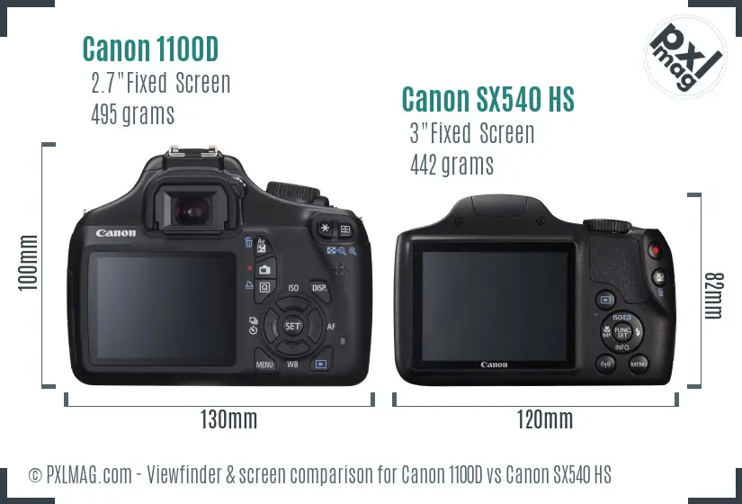 Canon 1100D vs Canon SX540 HS Screen and Viewfinder comparison