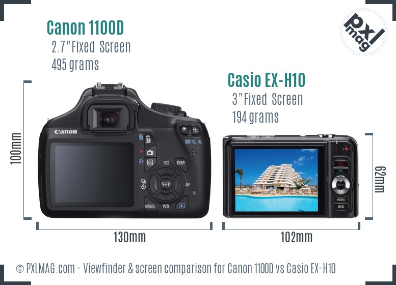 Canon 1100D vs Casio EX-H10 Screen and Viewfinder comparison