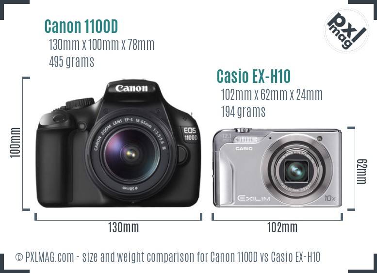Canon 1100D vs Casio EX-H10 size comparison Canon 1100D vs Casio EX-H10 size comparison