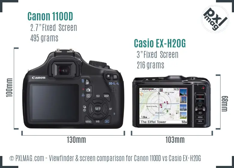 Canon 1100D vs Casio EX-H20G Screen and Viewfinder comparison
