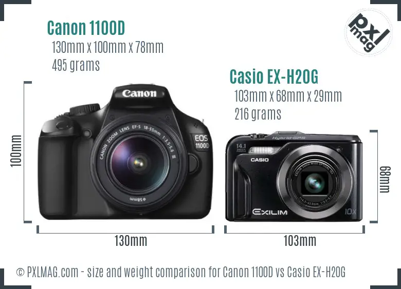 Canon 1100D vs Casio EX-H20G size comparison