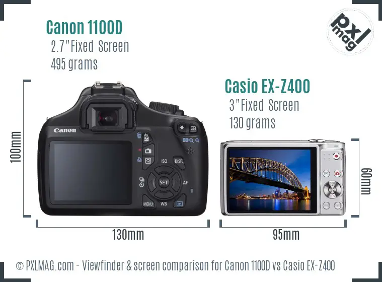 Canon 1100D vs Casio EX-Z400 Screen and Viewfinder comparison Canon 1100D vs Casio EX-Z400 Screen and Viewfinder comparison