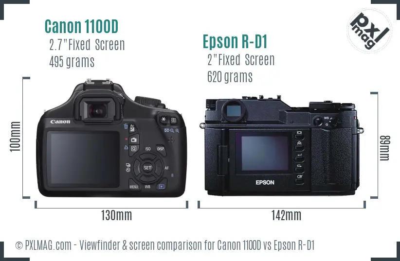 Canon 1100D vs Epson R-D1 Screen and Viewfinder comparison