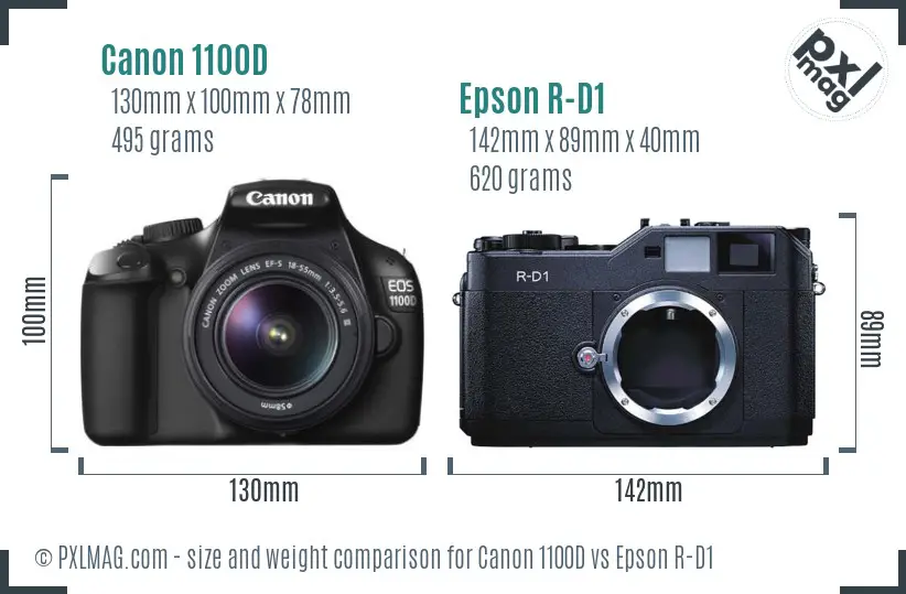 Canon 1100D vs Epson R-D1 size comparison Canon 1100D vs Epson R-D1 size comparison