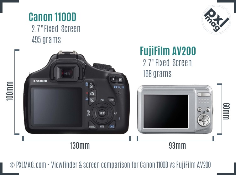 Canon 1100D vs FujiFilm AV200 Screen and Viewfinder comparison