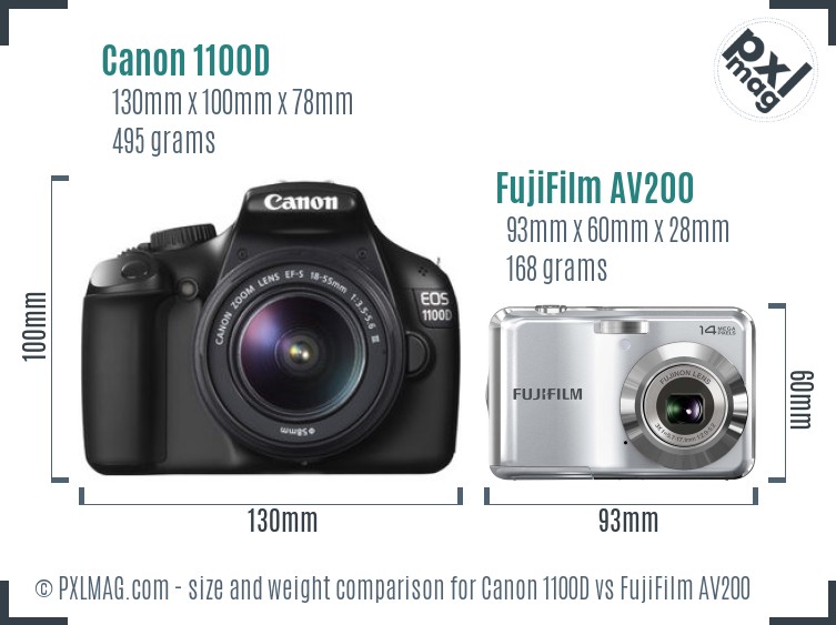 Canon 1100D vs FujiFilm AV200 size comparison Canon 1100D vs FujiFilm AV200 size comparison