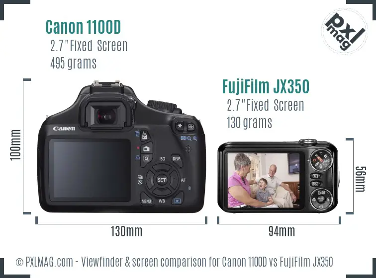 Canon 1100D vs FujiFilm JX350 Screen and Viewfinder comparison