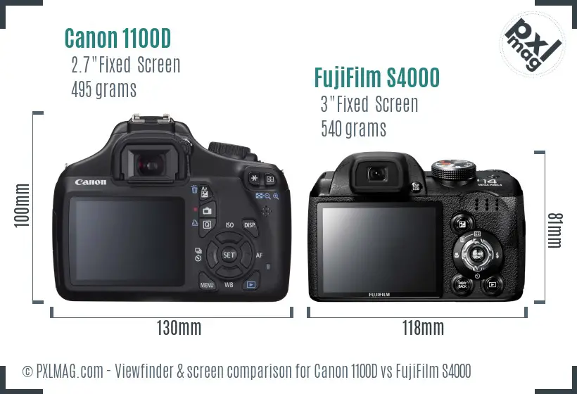 Canon 1100D vs FujiFilm S4000 Screen and Viewfinder comparison