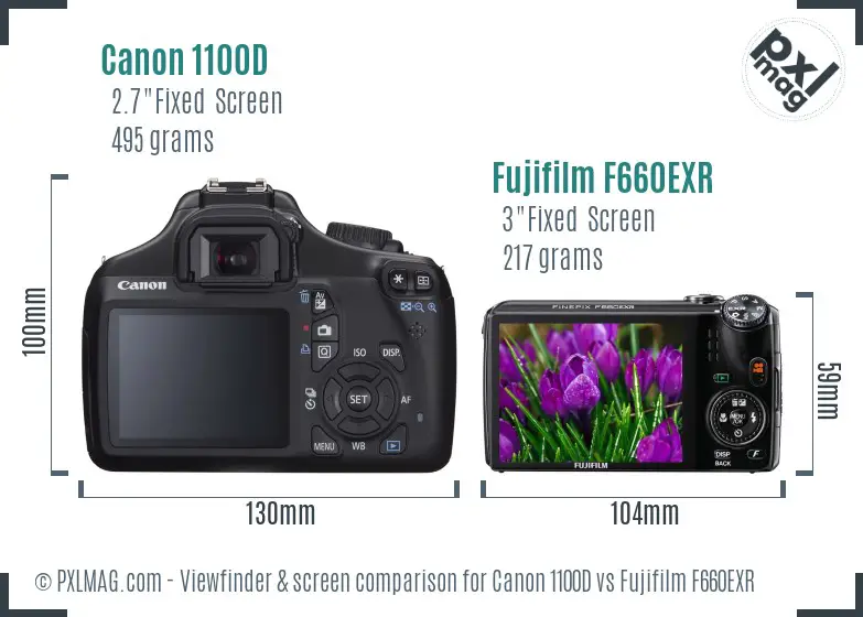 Canon 1100D vs Fujifilm F660EXR Screen and Viewfinder comparison