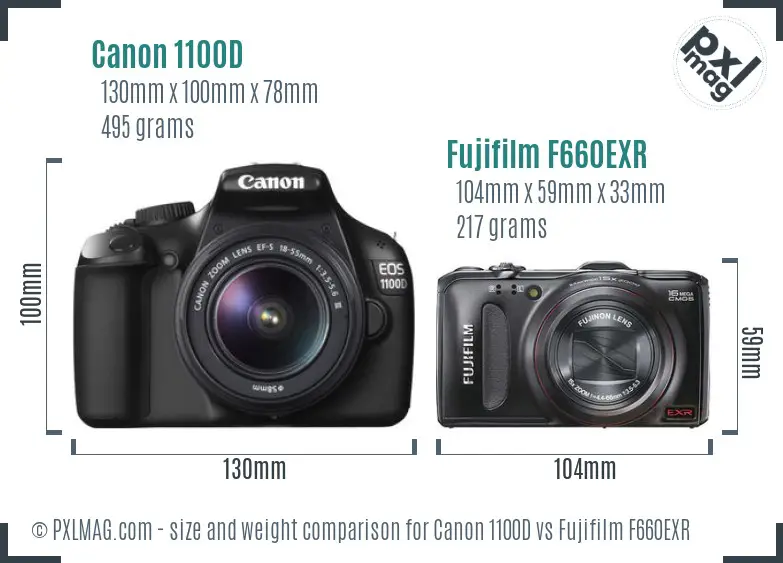 Canon 1100D vs Fujifilm F660EXR size comparison