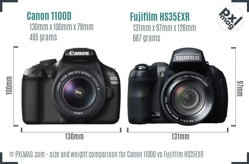 Canon 1100D vs Fujifilm HS35EXR size comparison Canon 1100D vs Fujifilm HS35EXR size comparison
