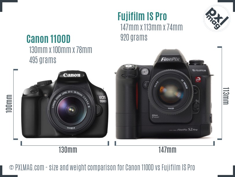 Canon 1100D vs Fujifilm IS Pro size comparison