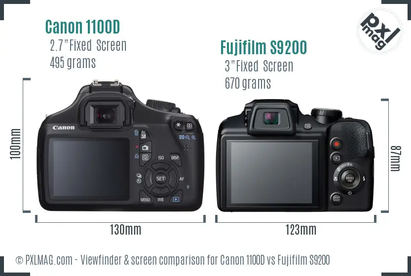Canon 1100D vs Fujifilm S9200 Screen and Viewfinder comparison