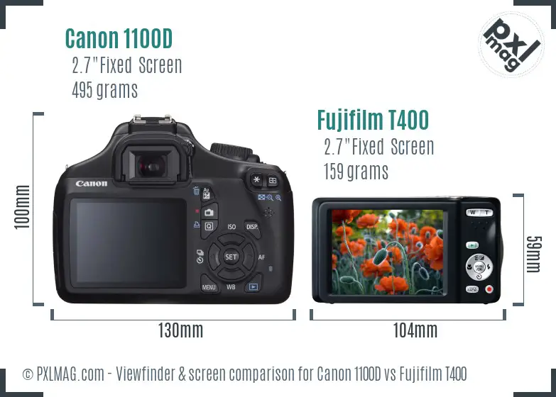 Canon 1100D vs Fujifilm T400 Screen and Viewfinder comparison