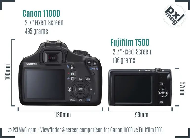 Canon 1100D vs Fujifilm T500 Screen and Viewfinder comparison