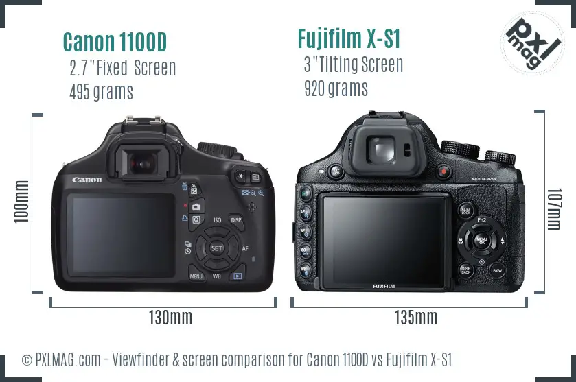 Canon 1100D vs Fujifilm X-S1 Screen and Viewfinder comparison Canon 1100D vs Fujifilm X-S1 Screen and Viewfinder comparison