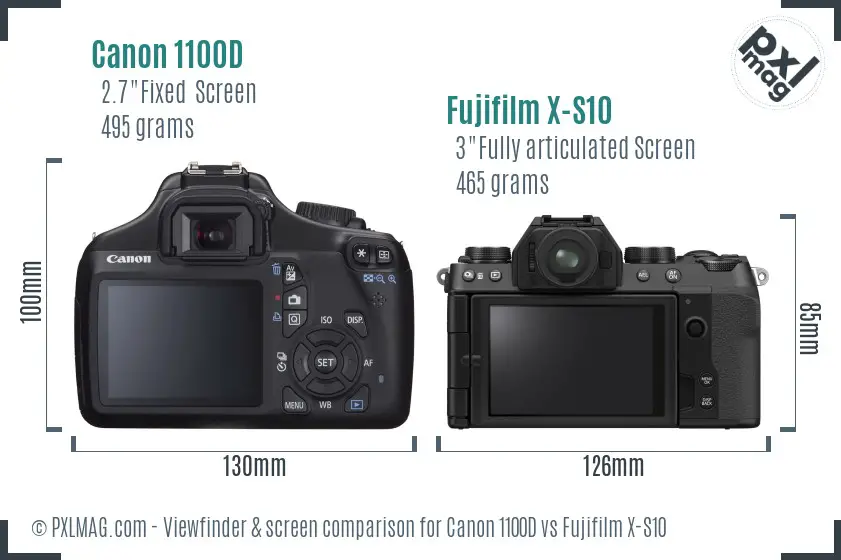 Canon 1100D vs Fujifilm X-S10 Screen and Viewfinder comparison