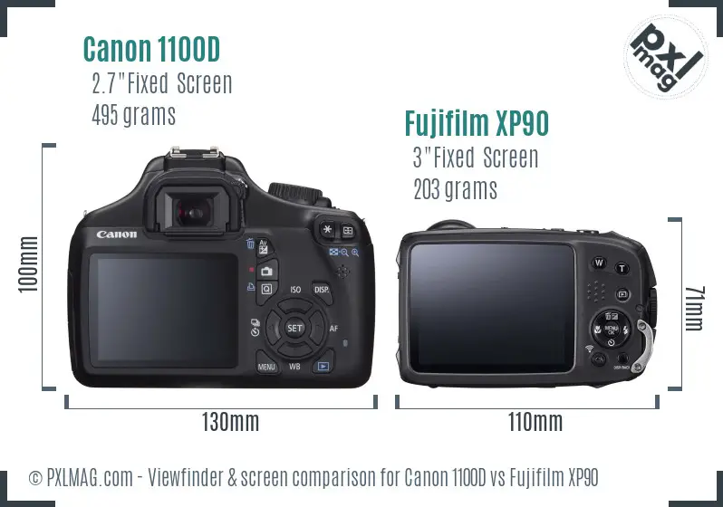 Canon 1100D vs Fujifilm XP90 Screen and Viewfinder comparison