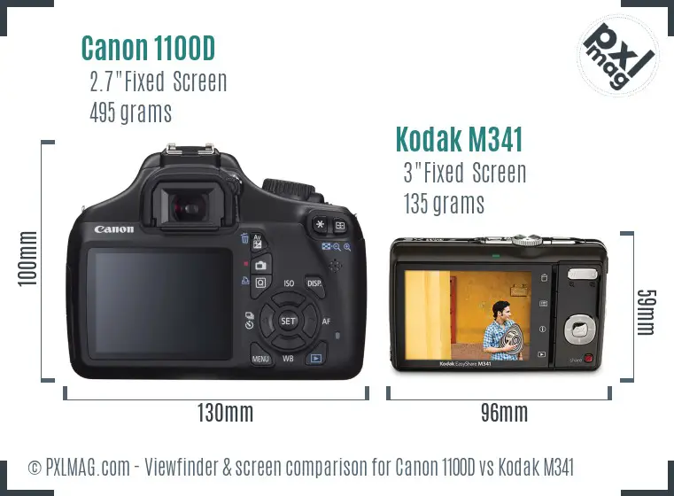 Canon 1100D vs Kodak M341 Screen and Viewfinder comparison