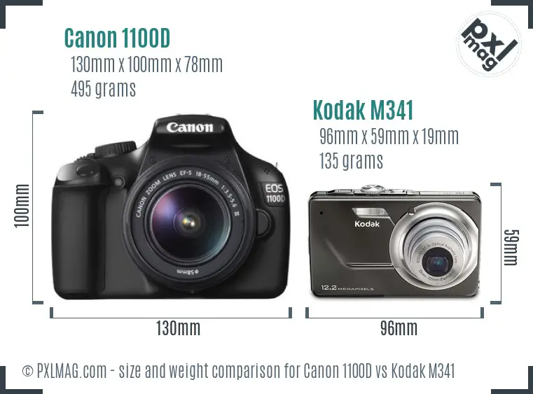 Canon 1100D vs Kodak M341 size comparison