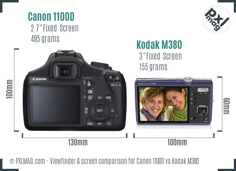 Canon 1100D vs Kodak M380 Screen and Viewfinder comparison