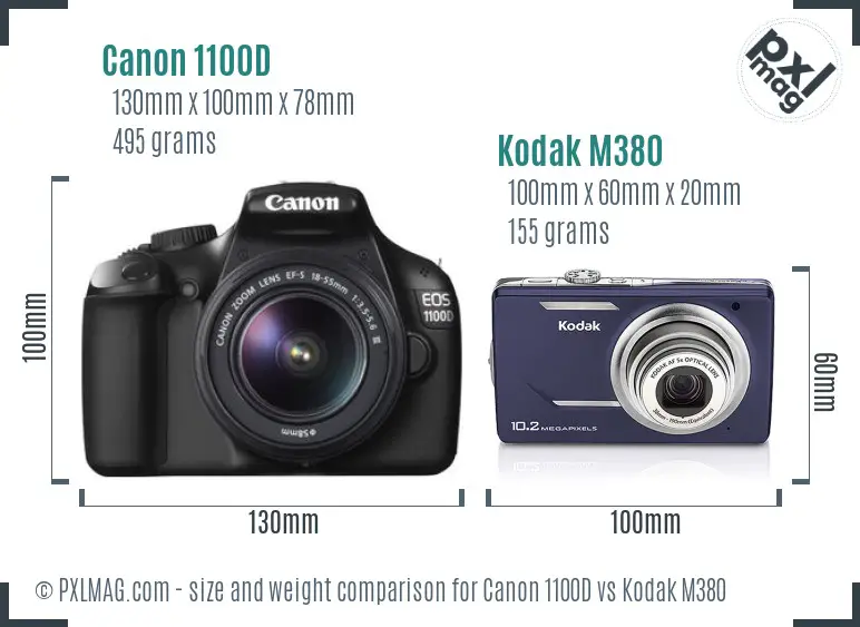Canon 1100D vs Kodak M380 size comparison