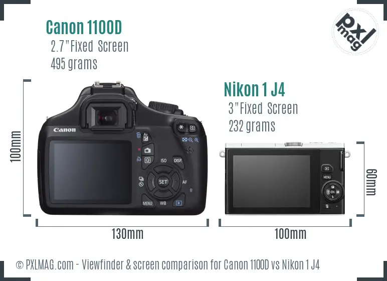 Canon 1100D vs Nikon 1 J4 Screen and Viewfinder comparison