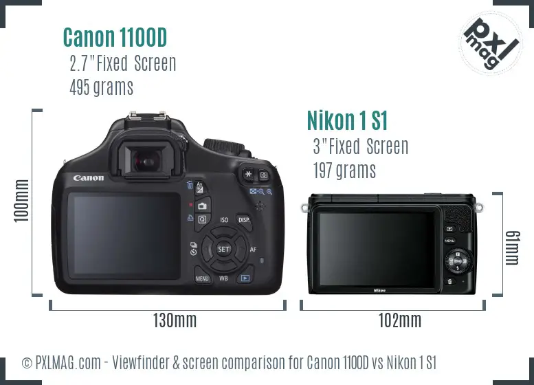 Canon 1100D vs Nikon 1 S1 Screen and Viewfinder comparison Canon 1100D vs Nikon 1 S1 Screen and Viewfinder comparison