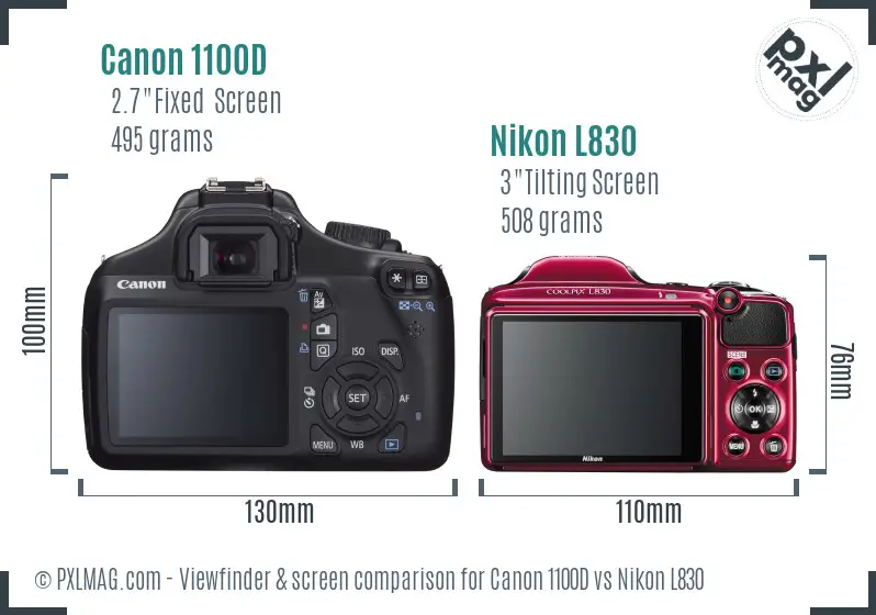 Canon 1100D vs Nikon L830 Screen and Viewfinder comparison Canon 1100D vs Nikon L830 Screen and Viewfinder comparison