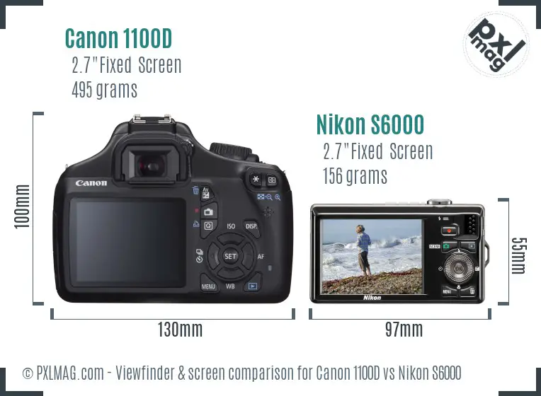 Canon 1100D vs Nikon S6000 Screen and Viewfinder comparison