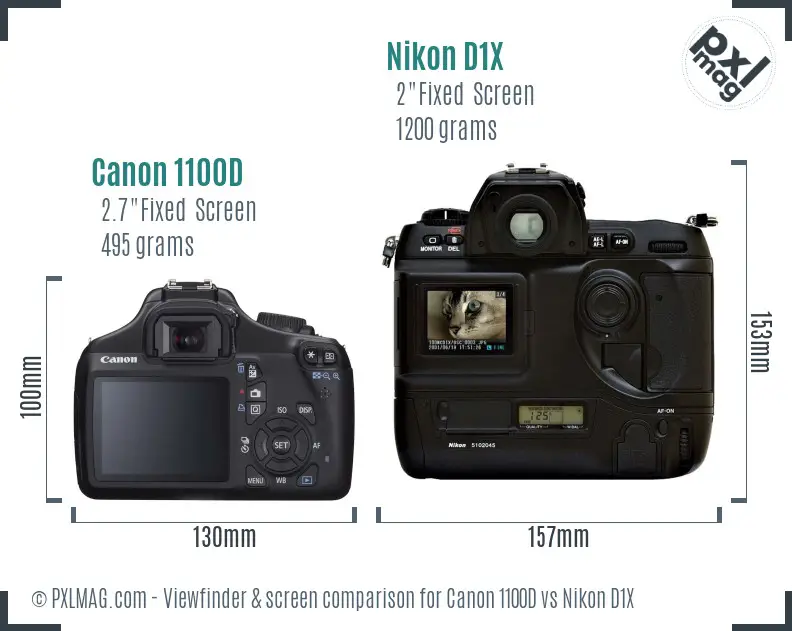 Canon 1100D vs Nikon D1X Screen and Viewfinder comparison