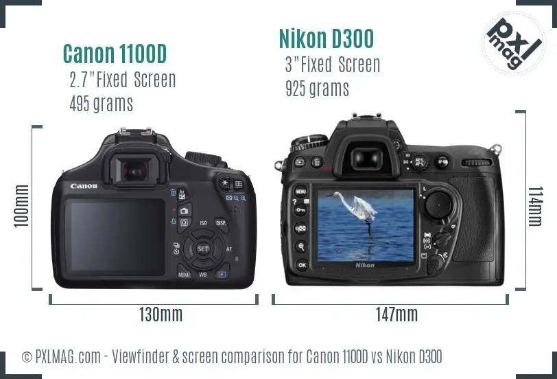 Canon 1100D vs Nikon D300 Screen and Viewfinder comparison