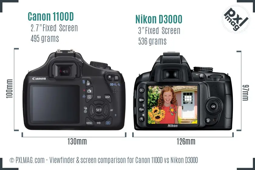 Canon 1100D vs Nikon D3000 Screen and Viewfinder comparison