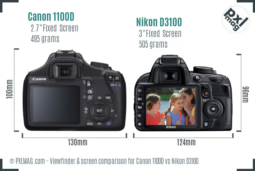 Canon 1100D vs Nikon D3100 Screen and Viewfinder comparison