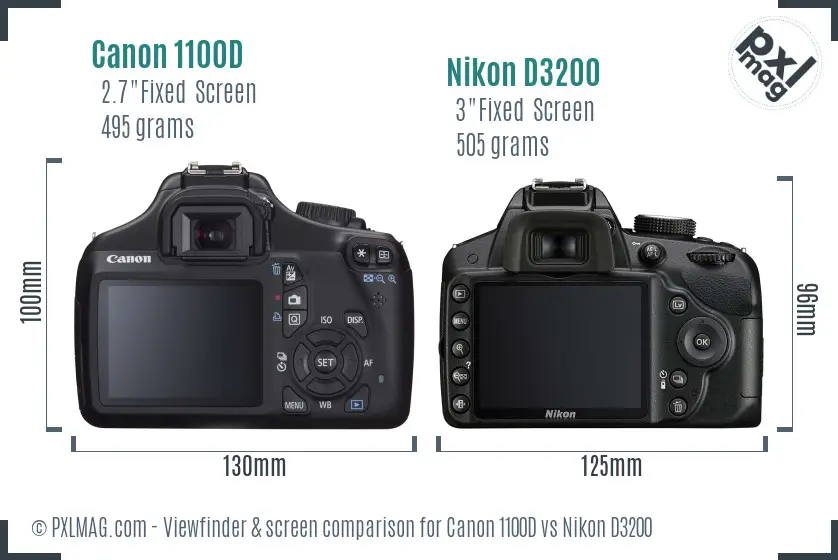 Canon 1100D vs Nikon D3200 Screen and Viewfinder comparison