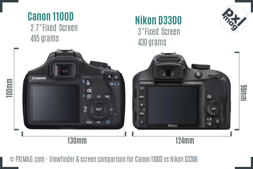 Canon 1100D vs Nikon D3300 Screen and Viewfinder comparison